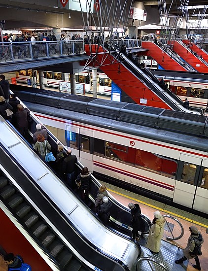 Cercanías commuter rail at Madrid Atocha station in Spain