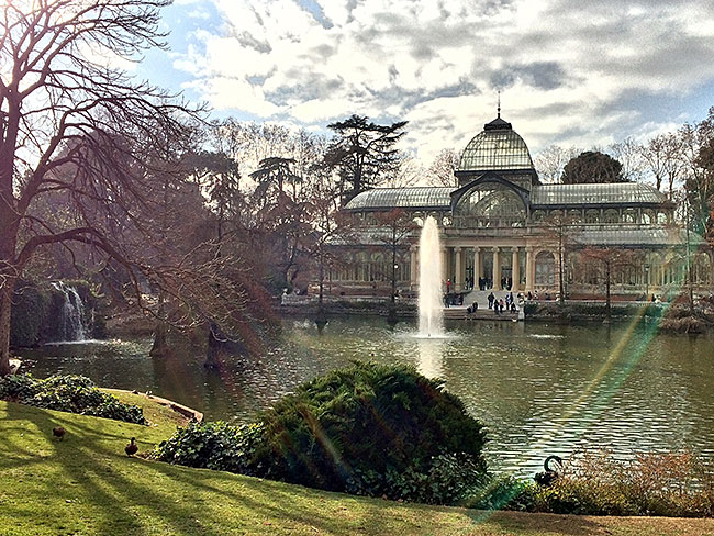 Palacio de Cristal in Retiro Park of Madrid, Spain